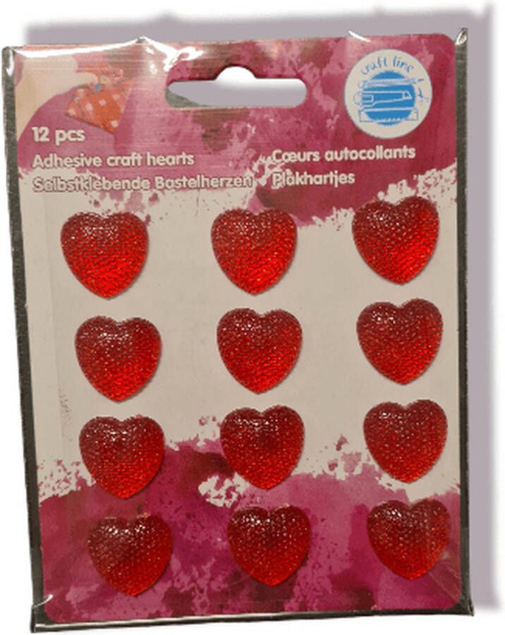 Kindercrea 3D stickers hart rood strass hobby plakkers
