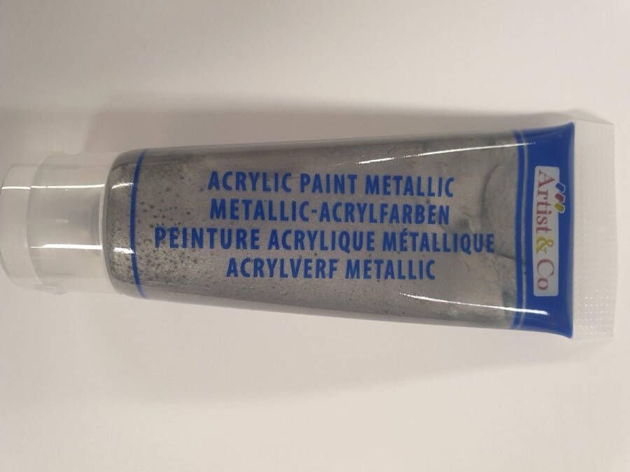 Kindercrea acrylverf Metallic zilver Artis&co