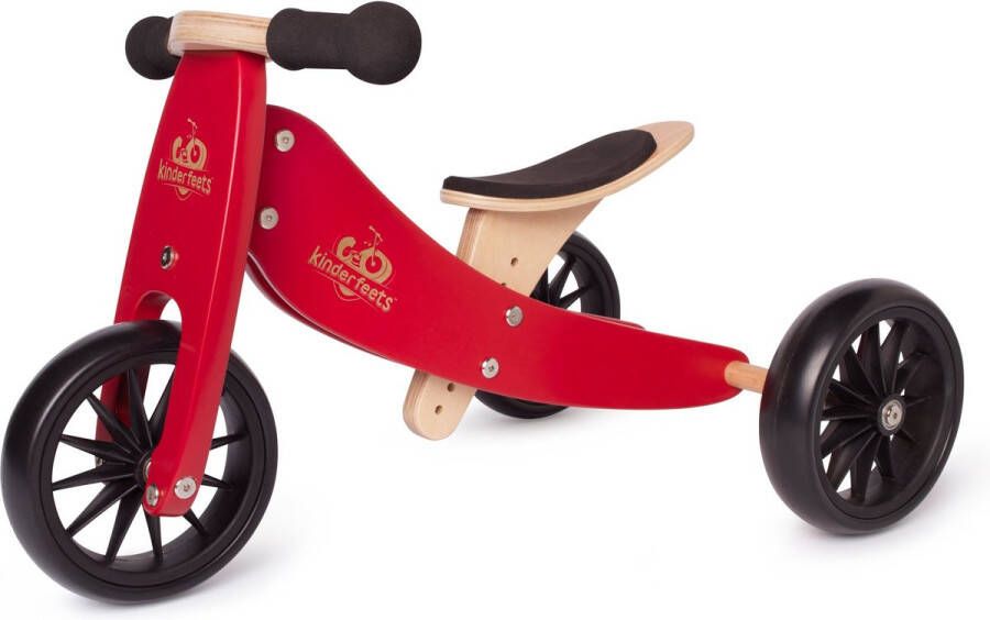 Kinderfeets 2-in-1 houten loopfiets & driewieler vanaf 1 jaar Tiny Tot Rood