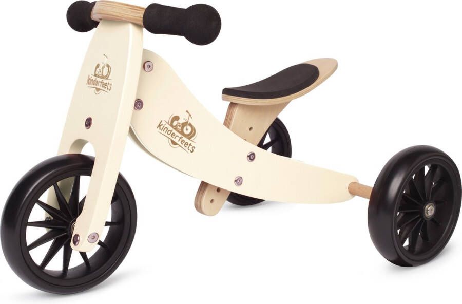 Kinderfeets 2-in-1 houten loopfiets & driewieler vanaf 1 jaar Tiny Tot Cream