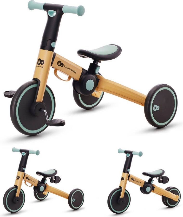 KinderKraft 4TRIKE driewieler 3-in-1 opvouwbaar lichtgewicht aluminium vanaf 1 jaar verstelbaar zadel EVA-schuimwielen compact en draagbaar stabiel en veilig rubberen handgrepen zonder gereedschap aanpasbaar Bleuw