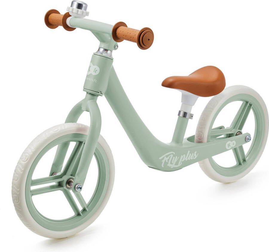 KinderKraft FLY PLUS Loopfiets Lichtgewicht magnesium frame met niet-punctie EVA wielen Verstelbaar zadel (34-42 cm) Beperkte stuurhoek en antislip handvatten Geschikt voor kinderen vanaf 2 jaar Ergonomisch en comfortabel Fresh Mint