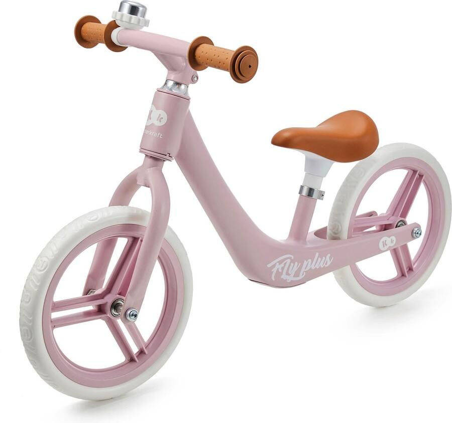KinderKraft FLY PLUS Loopfiets Lichtgewicht magnesium frame met niet-punctie EVA wielen Verstelbaar zadel (34-42 cm) Beperkte stuurhoek en antislip handvatten Geschikt voor kinderen vanaf 2 jaar Ergonomisch en comfortabel Powder Pink