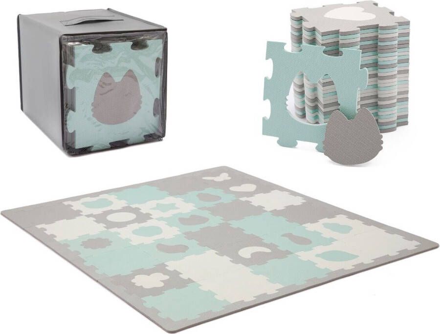 KinderKraft Luno Shapes Speelkleed Puzzelmat Mint