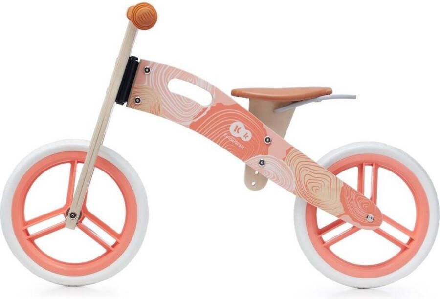 KinderKraft RUNNER Houten loopfiets 12 inch wielen Bel tas Koraal