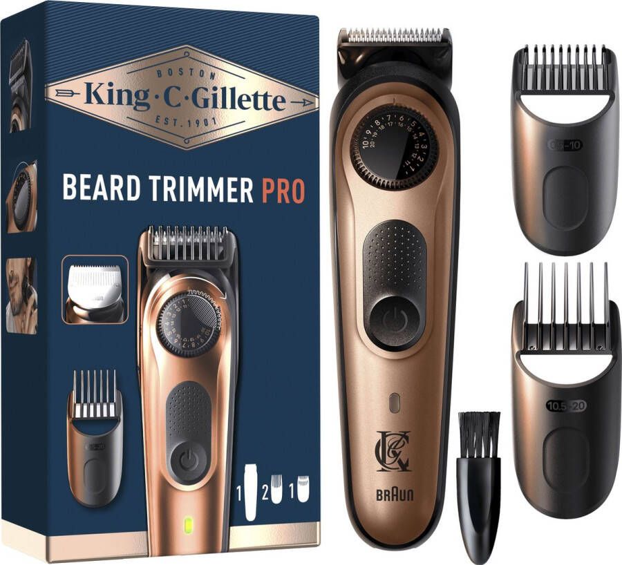 King C. Gillette baardtrimmer PRO voor mannen met precisiedraaiknop voor 40 lengte-instellingen