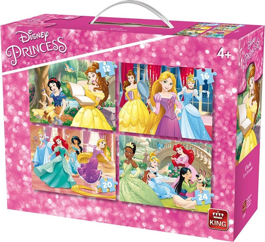 Dermarolling King Disney 4-in-1 Puzzel Prinsessen Vier Kinderpuzzels in een Koffertje