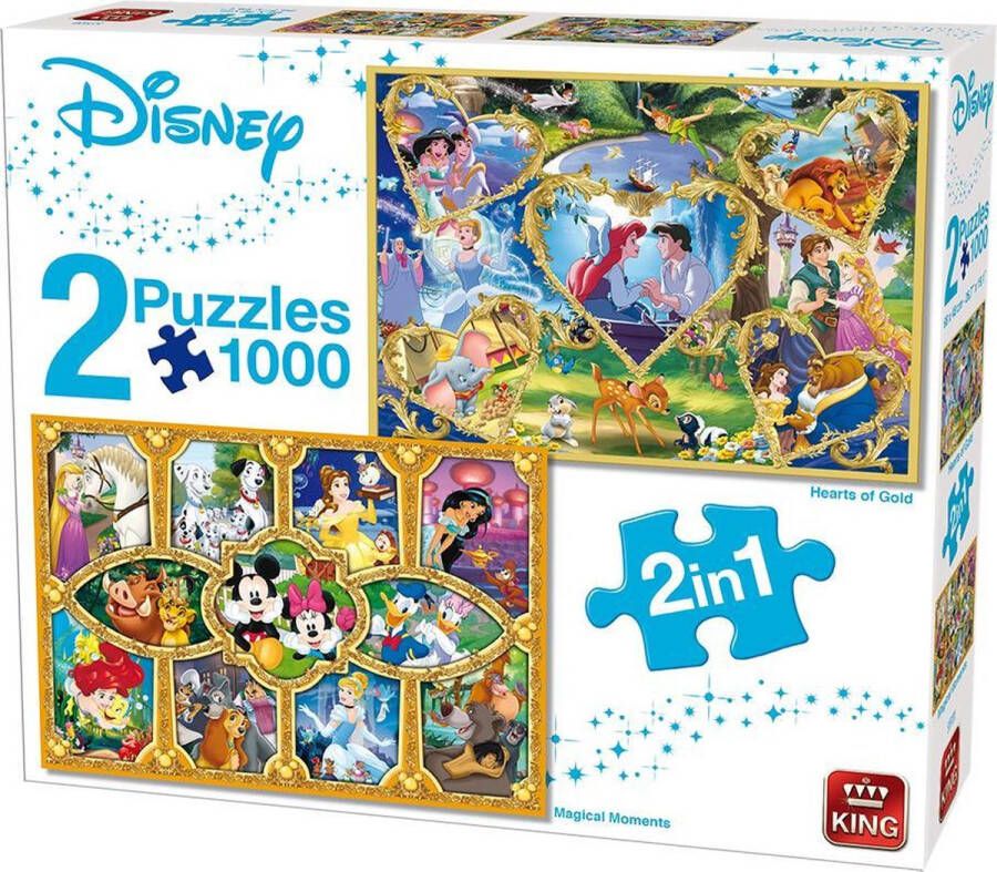 King Disney Puzzel 2 x 1000 Stukjes Hearts of Gold & Magical Moments