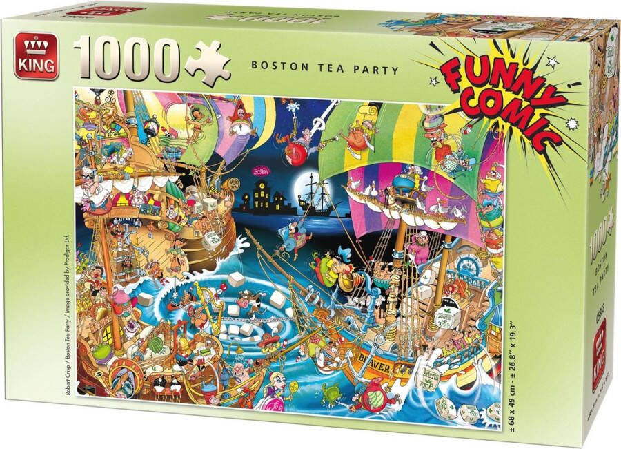 King Funny Comic Puzzel Boston Tea Party 1000 Stukjes Legpuzzel (68 x 49 cm)