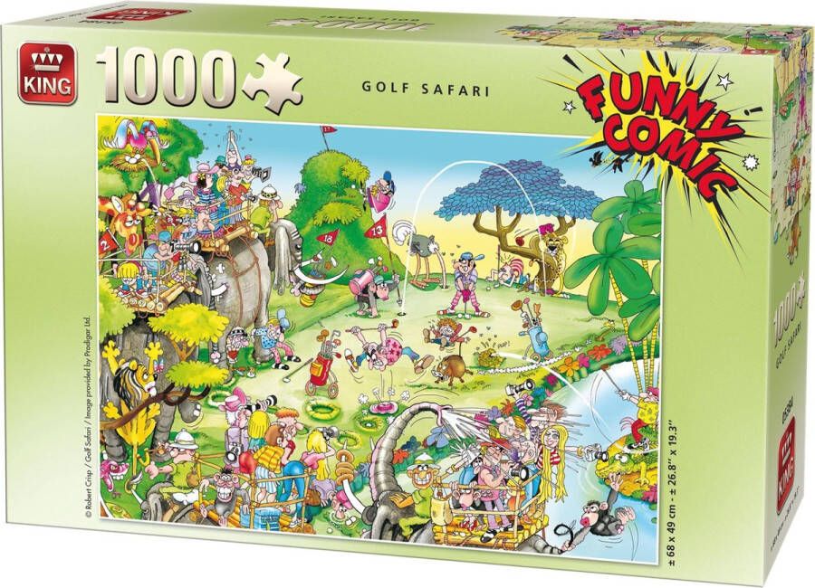 King Funny Comic Puzzel Golf Safari 1000 Stukjes Legpuzzel (68 x 49 cm)