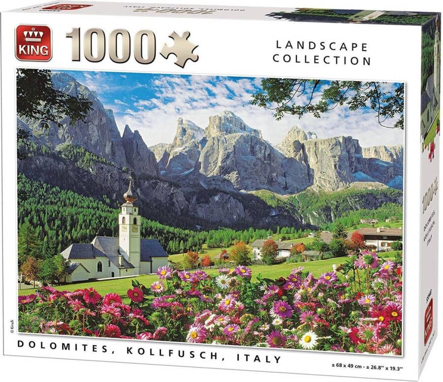 King Italië Bergen & Bloemen in de Dolomieten Legpuzzel (68 x 49 cm) voor Volwassenen