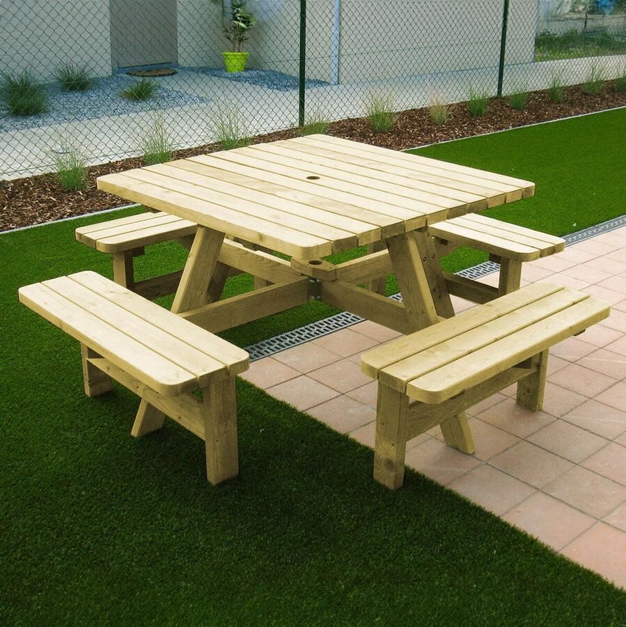 KING 6 PACK Picknicktafel vierkant 200 cm x 200 cm 4cm dikte