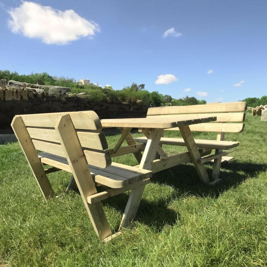 KING Picknicktafel 140 cm 4cm dikte met rugleuningen