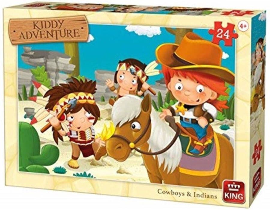 King International King puzzel Kiddy Adventure cowboys en indianen 24 stukjes