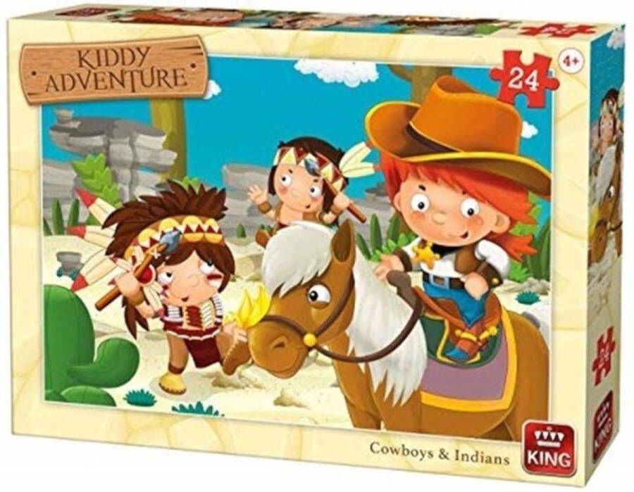 King International King puzzel Kiddy Adventure cowboys en indianen 24 stukjes