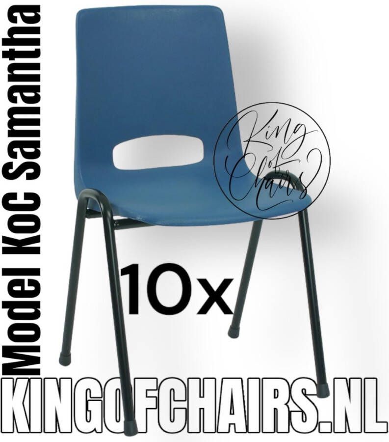 King of Chairs Voordeelset 10 stuks KoC Samantha blauw met zwart onderstel. Kantinestoel stapelstoel kuipstoel vergaderstoel kantine stapel stoel kantinestoelen stapelstoelen kuipstoelen arenastoel kerkstoel bistrostoel schoolstoel De Valk 3320 bezoekersstoel