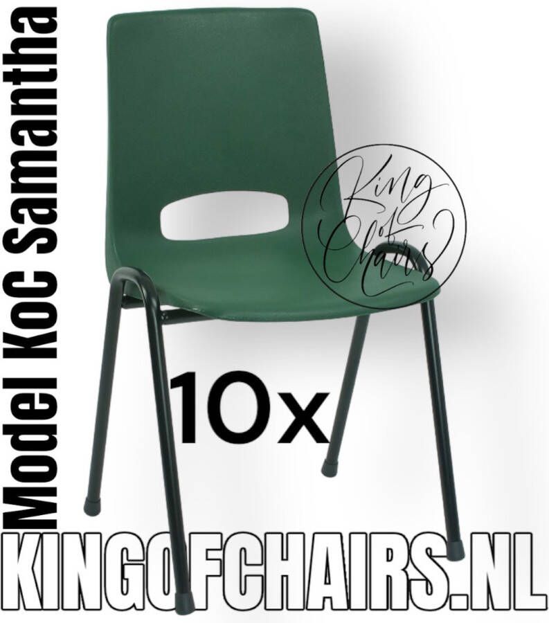 King of Chairs Voordeelset 10 stuks KoC Samantha groen met zwart onderstel. Kantinestoel stapelstoel kuipstoel vergaderstoel kantine stapel stoel kantinestoelen stapelstoelen kuipstoelen arenastoel kerkstoel bistrostoel schoolstoel De Valk 3320 bezoekersstoel
