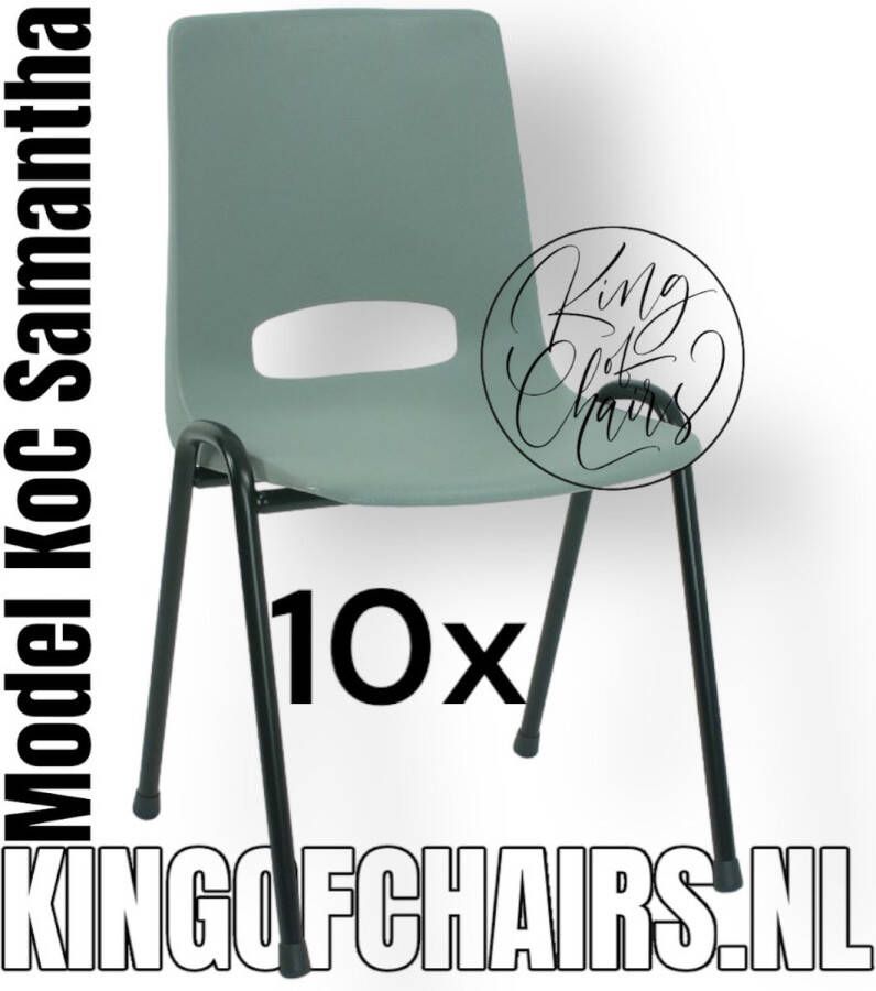 King of Chairs Voordeelset 10 stuks KoC Samantha lichtgrijs met zwart onderstel. Kantinestoel stapelstoel kuipstoel vergaderstoel kantine stapel stoel kantinestoelen stapelstoelen kuipstoelen arenastoel kerkstoel bistrostoel schoolstoel De Valk 3320 bezoekersstoel