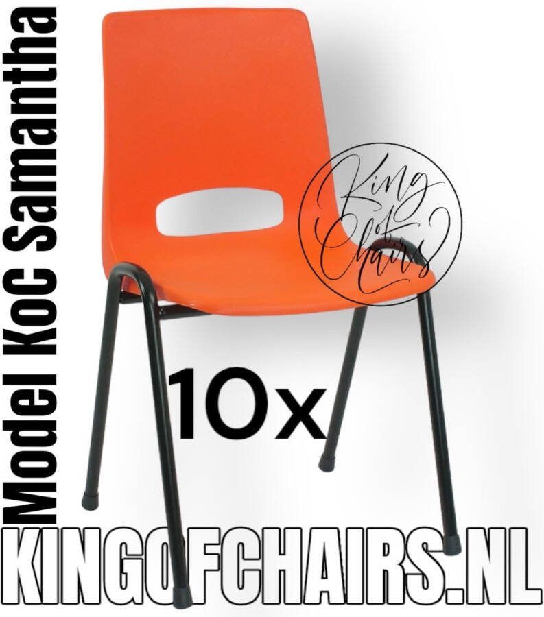 King of Chairs Voordeelset 10 stuks KoC Samantha oranje met zwart onderstel. Kantinestoel stapelstoel kuipstoel vergaderstoel kantine stapel stoel kantinestoelen stapelstoelen kuipstoelen arenastoel kerkstoel bistrostoel schoolstoel De Valk 3320 bezoekersstoel