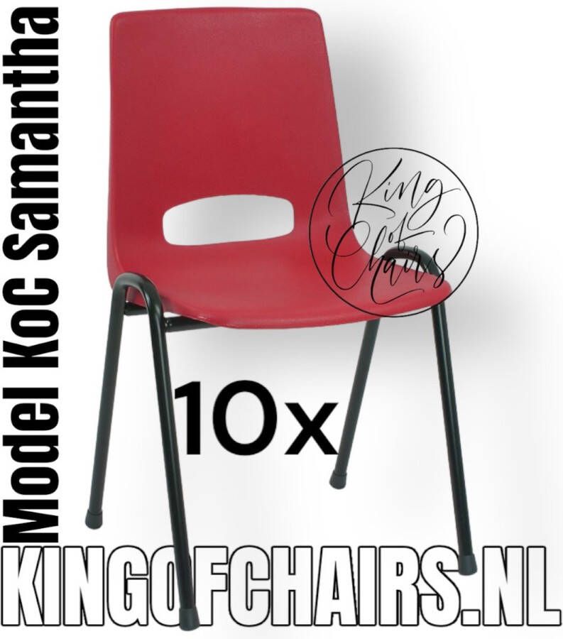 King of Chairs Voordeelset 10 stuks KoC Samantha rood met zwart onderstel. Kantinestoel stapelstoel kuipstoel vergaderstoel kantine stapel stoel kantinestoelen stapelstoelen kuipstoelen arenastoel kerkstoel bistrostoel schoolstoel De Valk 3320 bezoekersstoel