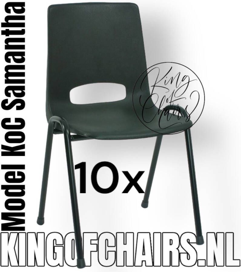 King of Chairs Voordeelset 10 stuks KoC Samantha zwart met zwart onderstel. Kantinestoel stapelstoel kuipstoel vergaderstoel kantine stapel stoel kantinestoelen stapelstoelen kuipstoelen arenastoel kerkstoel bistrostoel schoolstoel De Valk 3320 bezoekersstoel