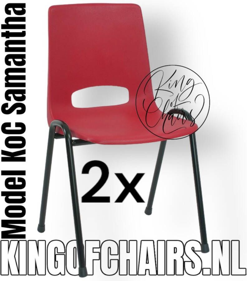 King of Chairs -Set van 2- Model KoC Samantha rood met zwart onderstel. Stapelstoel kuipstoel vergaderstoel tuinstoel kantine stoel stapel stoel kantinestoelen stapelstoelen kuipstoelen arenastoel De Valk 3320 bistrostoel schoolstoel bezoekersstoel