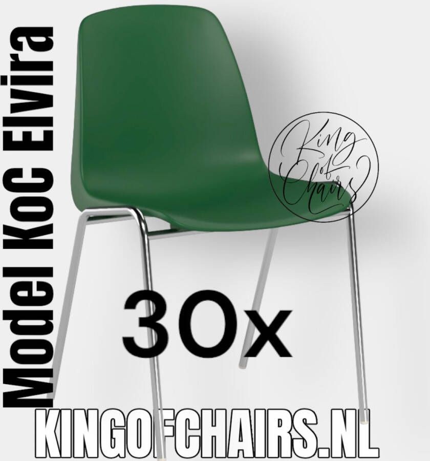 King of Chairs Voordeelset 30 stuks KoC Elvira groen met verchroomd onderstel. Kantinestoel stapelstoel kuipstoel vergaderstoel tuinstoel kantine stapel stoel kantinestoelen stapelstoelen kuipstoelen arenastoel kerkstoel Helene schoolstoel bezoekersstoel