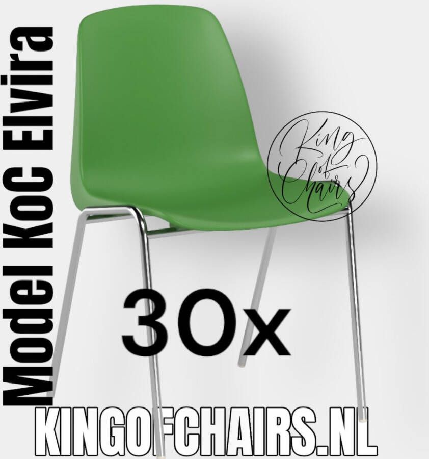 King of Chairs Voordeelset 30 stuks KoC Elvira lichtgroen met verchroomd onderstel. Kantinestoel stapelstoel kuipstoel vergaderstoel tuinstoel kantine stapel stoel kantinestoelen stapelstoelen kuipstoelen arenastoel kerkstoel Helene schoolstoel bezoekersstoel