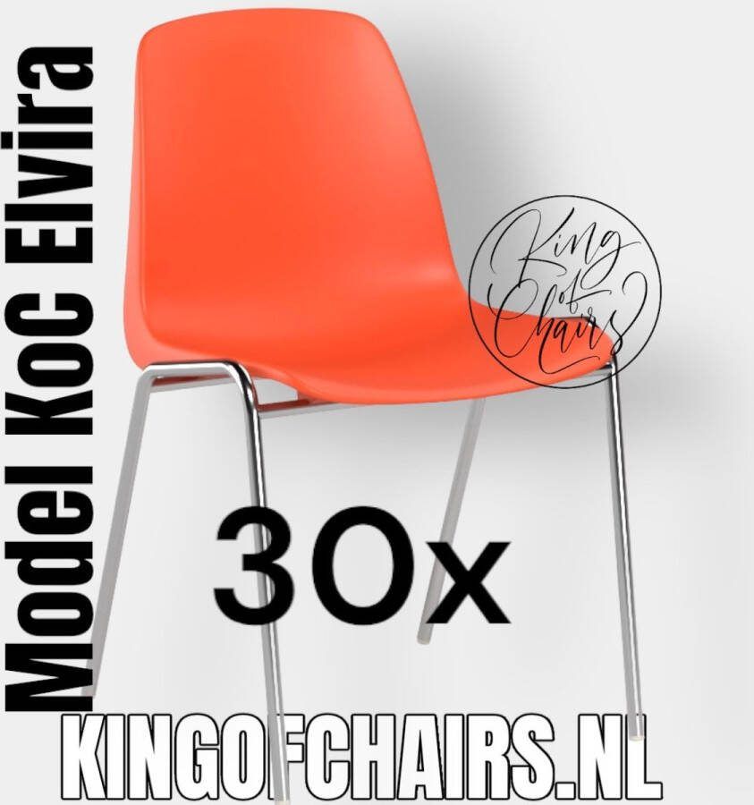 King of Chairs Voordeelset 30 stuks KoC Elvira oranje met verchroomd onderstel. Kantinestoel stapelstoel kuipstoel vergaderstoel tuinstoel kantine stapel stoel kantinestoelen stapelstoelen kuipstoelen arenastoel kerkstoel Helene schoolstoel bezoekersstoel