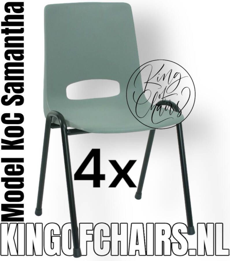 King of Chairs Voordeelset 4 stuks KoC Samantha lichtgrijs met zwart onderstel Kantinestoel stapelstoel kuipstoel vergaderstoel tuinstoel kantine stapel stoel kantinestoelen stapelstoelen kuipstoelen arenastoel kerkstoel schoolstoel Stapelbare stoel De Valk 3320