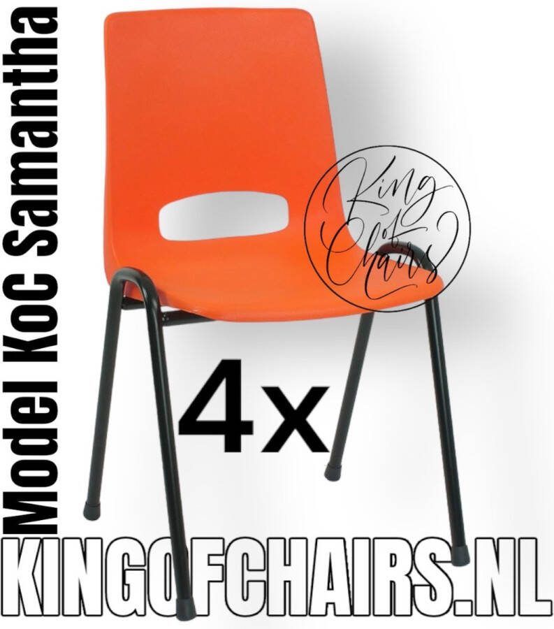 King of Chairs Voordeelset 4 stuks KoC Samantha oranje met zwart onderstel Kantinestoel stapelstoel kuipstoel vergaderstoel tuinstoel kantine stoel stapel stoel kantinestoelen stapelstoelen kuipstoelen De Valk 3320 kerkstoel bistrostoel schoolstoel Stapelbare stoel