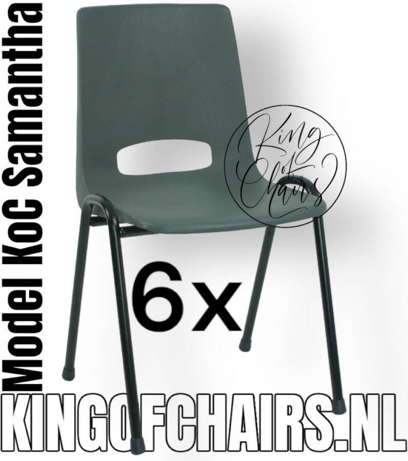 King of Chairs Voordeelset 6 stuks KoC Samantha antraciet met zwart onderstel. Kantinestoel stapelstoel kuipstoel vergaderstoel kantine stapel stoel kantinestoelen stapelstoelen kuipstoelen arenastoel kerkstoel bistrostoel schoolstoel De Valk 3320 bezoekersstoel