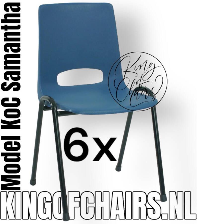 King of Chairs Voordeelset 6 stuks KoC Samantha blauw met zwart onderstel. Kantinestoel stapelstoel kuipstoel vergaderstoel tuinstoel kantine stoel stapel stoel kantinestoelen stapelstoelen kuipstoelen arenastoel De Valk 3320 bistrostoel schoolstoel bezoekersstoel
