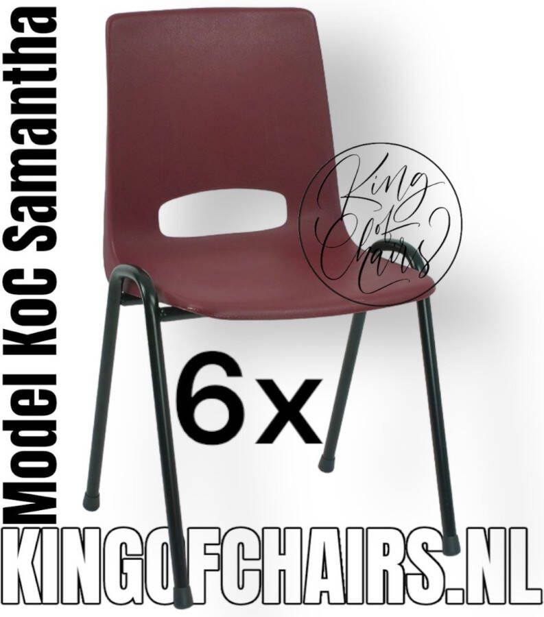King of Chairs Voordeelset 6 stuks KoC Samantha bordeaux met zwart onderstel. Kantinestoel stapelstoel kuipstoel vergaderstoel tuinstoel kantine stoel stapel stoel kantinestoelen stapelstoelen kuipstoelen arenastoel kerkstoel De Valk 3320 schoolstoel bezoekersstoel