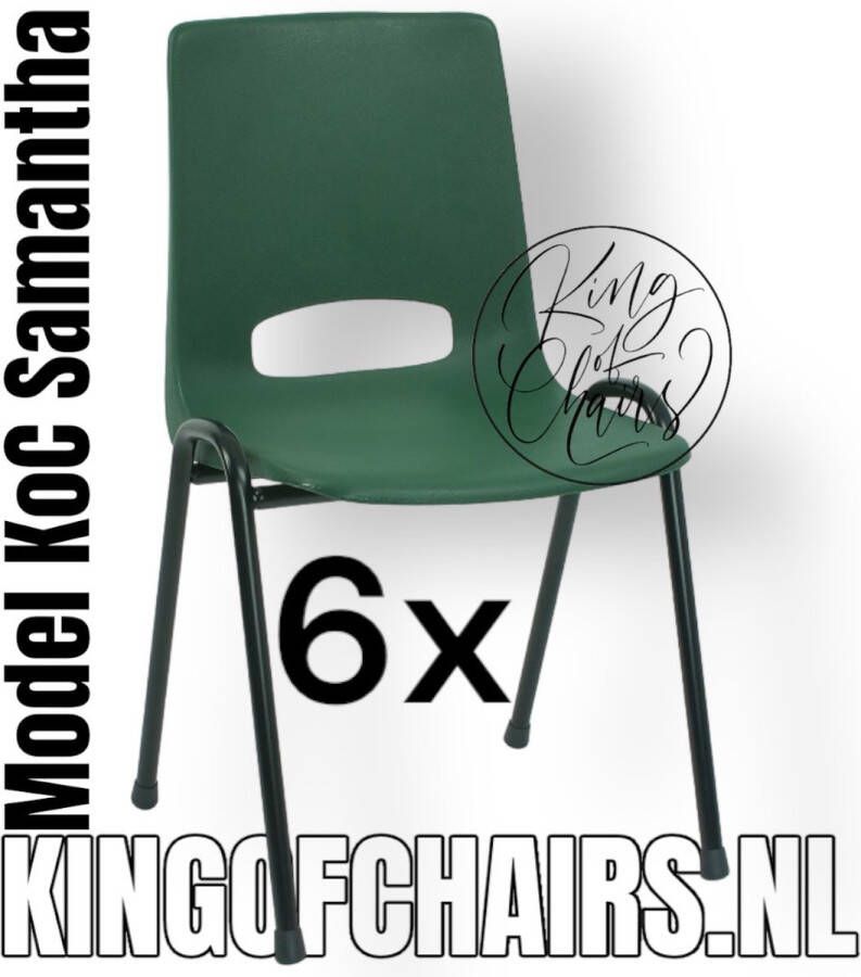 King of Chairs Voordeelset 6 stuks KoC Samantha groen met zwart onderstel. Kantinestoel stapelstoel kuipstoel vergaderstoel tuinstoel kantine stoel stapel stoel kantinestoelen stapelstoelen kuipstoelen kerkstoel bistrostoel schoolstoel bezoekersstoel De Valk 3320