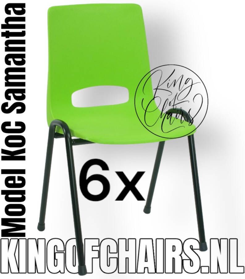 King of Chairs Voordeelset 6 stuks KoC Samantha limegroen met zwart onderstel. Kantinestoel stapelstoel kuipstoel vergaderstoel tuinstoel kantine stapel stoel kantinestoelen stapelstoelen kuipstoelen arenastoel kerkstoel De Valk 3320 schoolstoel bezoekersstoel