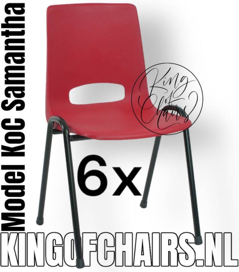 King of Chairs Voordeelset 6 stuks KoC Samantha rood met zwart onderstel. Kantinestoel stapelstoel kuipstoel vergaderstoel tuinstoel kantine stoel stapel stoel kantinestoelen stapelstoelen kuipstoelen arenastoel kerkstoel De Valk 3320 schoolstoel bezoekersstoel