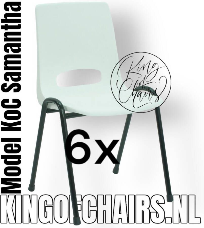 King of Chairs Voordeelset 6 stuks KoC Samantha wit met zwart onderstel. Kantinestoel stapelstoel kuipstoel vergaderstoel tuinstoel kantine stoel stapel stoel kantinestoelen stapelstoelen kuipstoelen De Valk 3320 kerkstoel bistrostoel schoolstoel bezoekersstoel