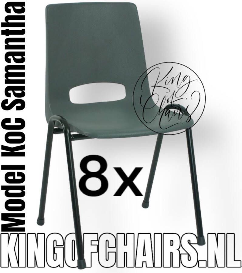 King of Chairs Voordeelset 8 stuks KoC Samantha antraciet met zwart onderstel. Kantinestoel stapelstoel kuipstoel vergaderstoel tuinstoel kantine stoel stapel kantinestoelen stapelstoelen kuipstoelen De Valk 3320 kerkstoel bistrostoel schoolstoel bezoekersstoel
