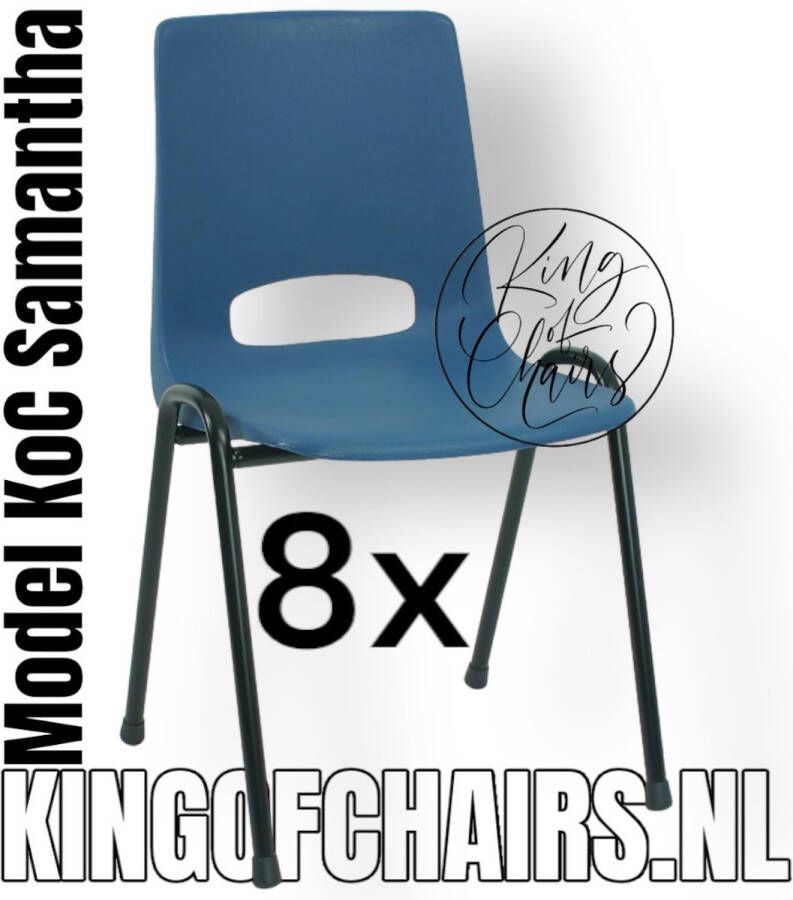 King of Chairs Voordeelset 8 stuks KoC Samantha blauw met zwart onderstel. kantinestoel stapelstoel kuipstoel vergaderstoel tuinstoel kantine stoel stapel stoel kantinestoelen stapelstoelen kuipstoelen kerkstoel bistrostoel schoolstoel De Valk 3320 bezoekersstoel
