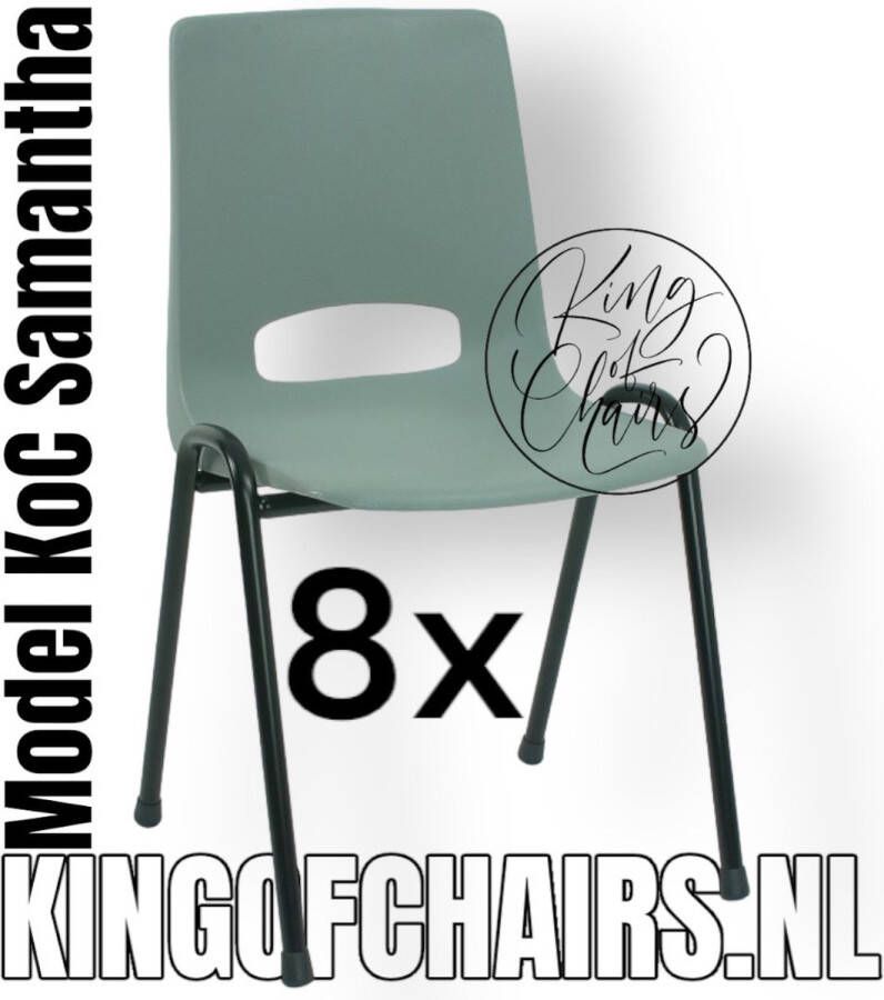 King of Chairs Voordeelset 8 stuks KoC Samantha lichtgrijs met zwart onderstel. Kantinestoel stapelstoel kuipstoel vergaderstoel tuinstoel kantine stapel stoel kantinestoelen stapelstoelen kuipstoelen arenastoel kerkstoel De Valk 3320 schoolstoel bezoekersstoel