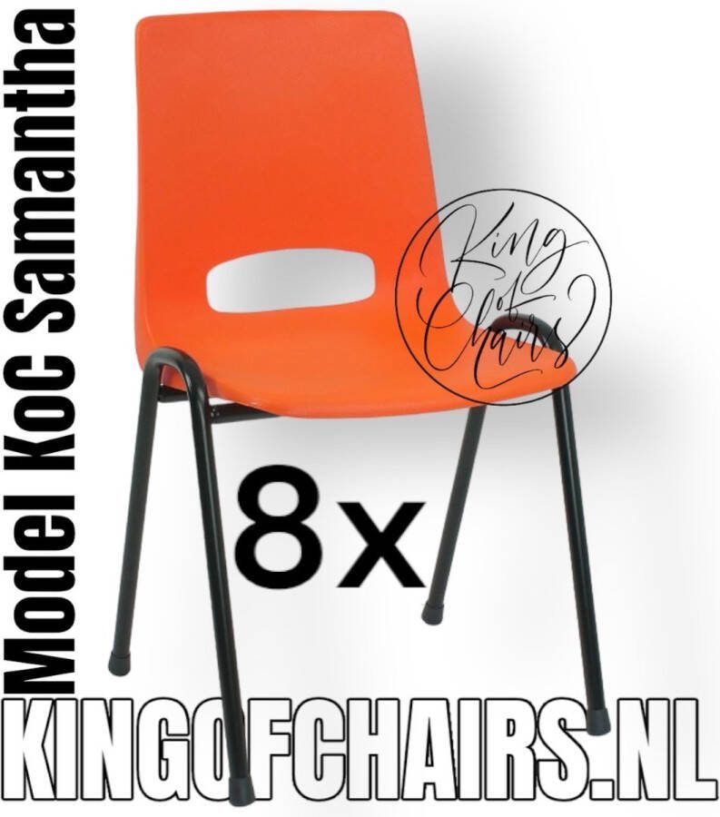 King of Chairs Voordeelset 8 stuks KoC Samantha oranje met zwart onderstel. Kantinestoel stapelstoel kuipstoel vergaderstoel tuinstoel kantine stoel stapel stoel kantinestoelen stapelstoelen kuipstoelen arenastoel bistrostoel schoolstoel De Valk 3320 bezoekersstoel