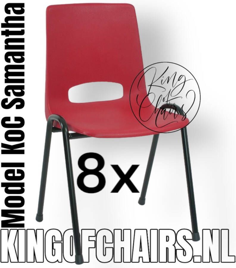 King of Chairs Voordeelset 8 stuks KoC Samantha rood met zwart onderstel. Kantinestoel stapelstoel kuipstoel vergaderstoel tuinstoel kantine stoel stapel stoel kantinestoelen stapelstoelen kuipstoelen arenastoel bistrostoel schoolstoel De Valk 3320 bezoekersstoel
