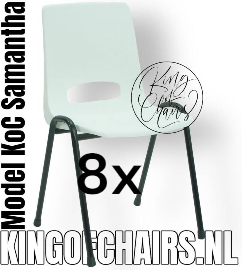 King of Chairs Voordeelset 8 stuks KoC Samantha wit met zwart onderstel. Kantinestoel stapelstoel kuipstoel vergaderstoel kantine stoel stapel stoel kantinestoelen stapelstoelen kuipstoelen arenastoel kerkstoel bistrostoel schoolstoel bezoekersstoel De Valk 3320