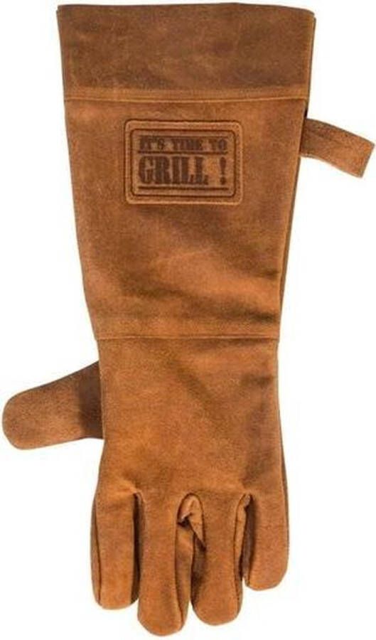 King of the grill Lederen BBQ Handschoen LINKS licht bruin barbecue handschoen