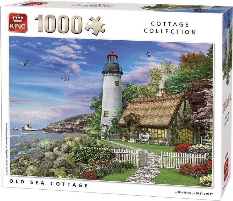 King Old Sea Cottage Collection Vuurtoren- legpuzzel 1000 Stukjes (68 x 49 cm)