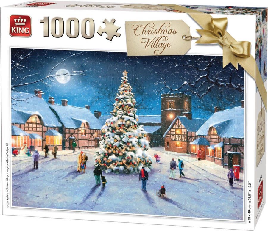 King Puzzel 1000 Stukjes (68 x 49 cm) Christmas Village Legpuzzel Kerst Winter