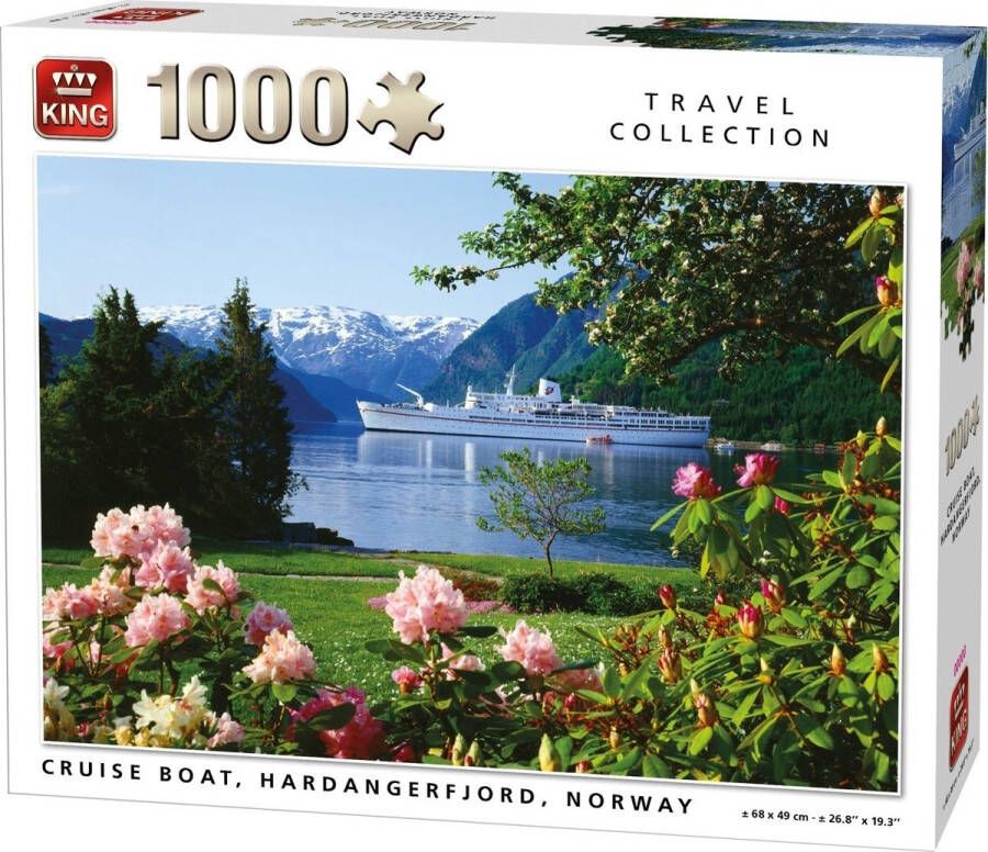 King Puzzel 1000 Stukjes (68 x 49 cm) Cruiseschip Noorwegen Legpuzzel Schepen Volwassenen