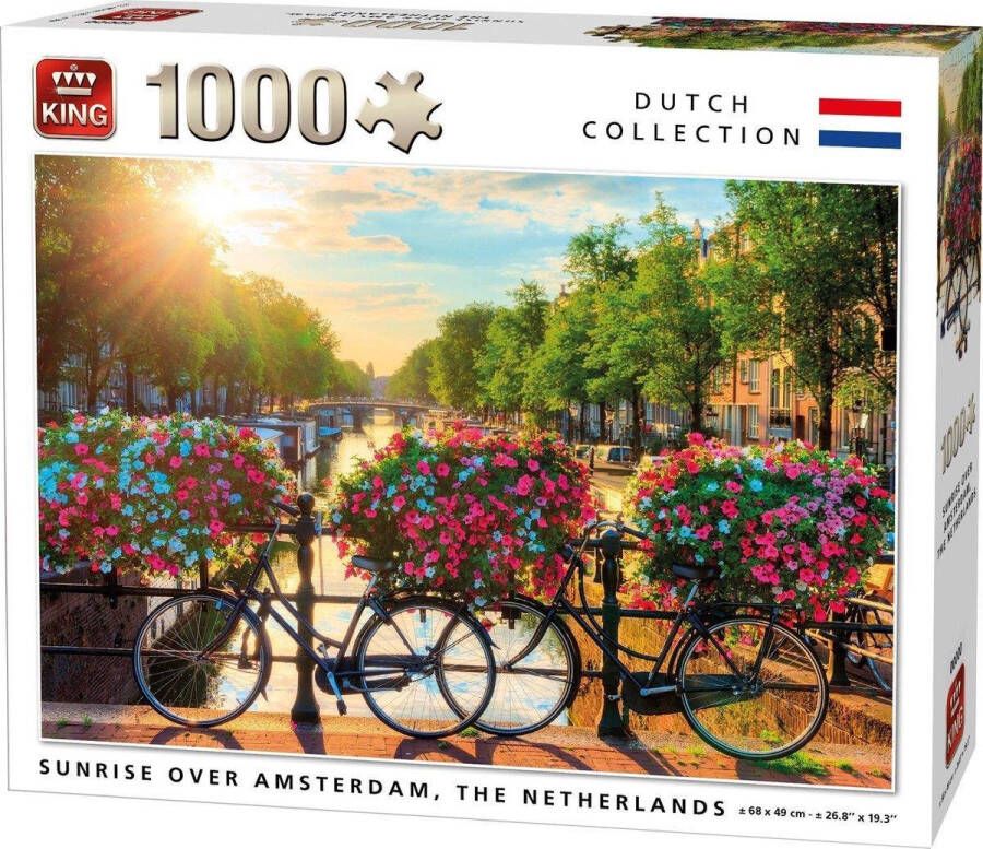 King Puzzel 1000 Stukjes (68 x 49 cm) Grachten Amsterdam Legpuzzel Holland Souvenirs