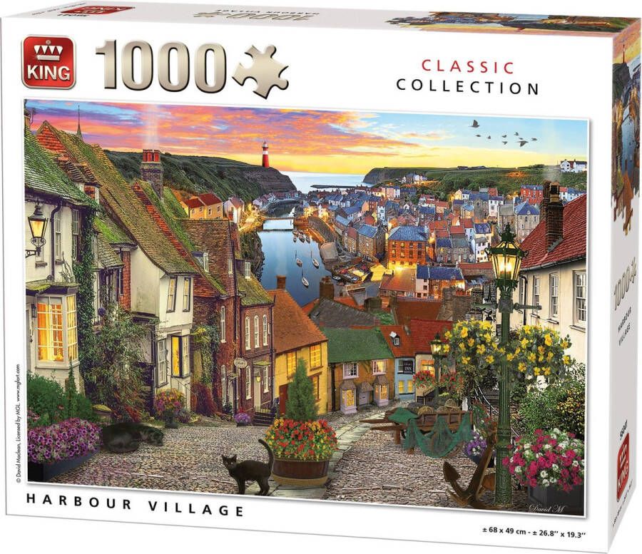 King Puzzel 1000 Stukjes (68 x 49 cm) Harbour Village Legpuzzel Classic